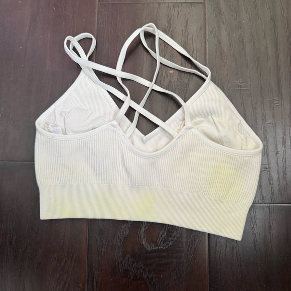 Aerie White and yellow Ribbed Women's Bralette pastel M - Picture 4 of 5